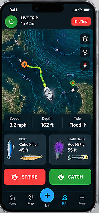 BiteVector Live Trip screen